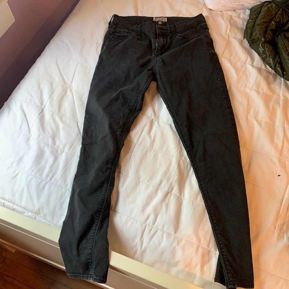Topshop dark grey low waist skinny jeans